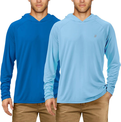 UPF 50+ Fishing Shirts for Men, Long Sleeve UV Sun Protection Hoodie, Outdoor Hiking Running Swimming Rash Guard