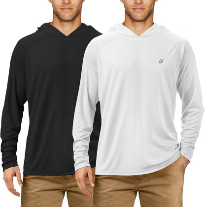 UPF 50+ Fishing Shirts for Men, Long Sleeve UV Sun Protection Hoodie, Outdoor Hiking Running Swimming Rash Guard