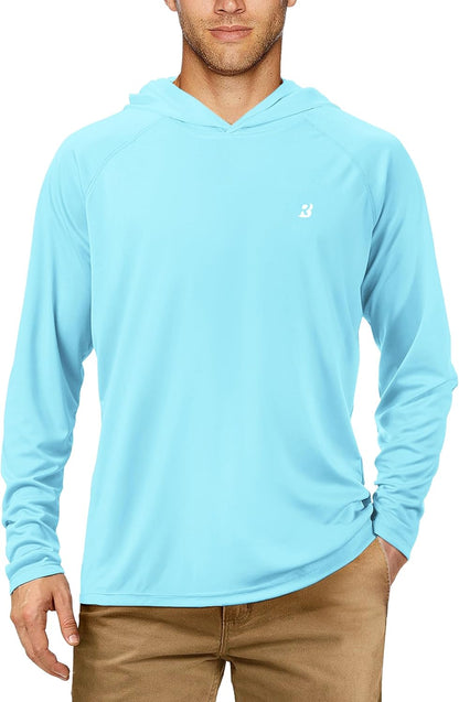 UPF 50+ Fishing Shirts for Men, Long Sleeve UV Sun Protection Hoodie, Outdoor Hiking Running Swimming Rash Guard