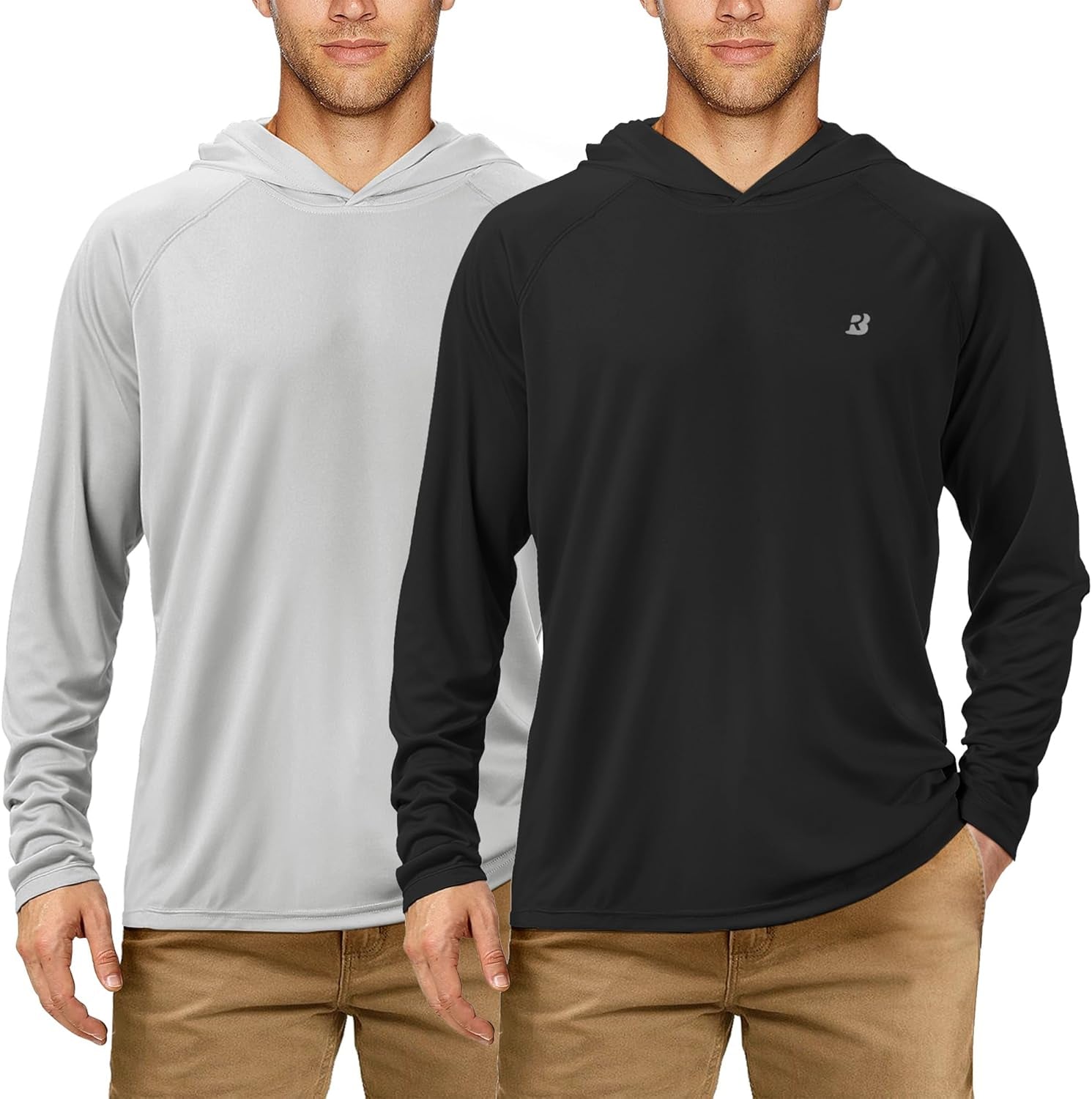 UPF 50+ Fishing Shirts for Men, Long Sleeve UV Sun Protection Hoodie, Outdoor Hiking Running Swimming Rash Guard