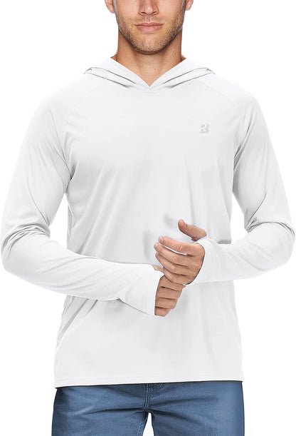 UPF 50+ Fishing Shirts for Men, Long Sleeve UV Sun Protection Hoodie, Outdoor Hiking Running Swimming Rash Guard