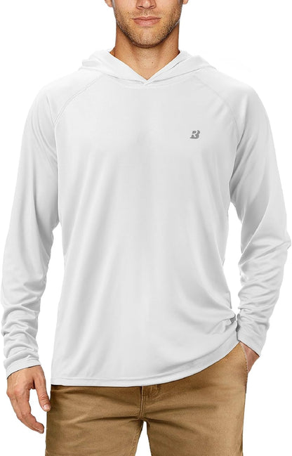 UPF 50+ Fishing Shirts for Men, Long Sleeve UV Sun Protection Hoodie, Outdoor Hiking Running Swimming Rash Guard