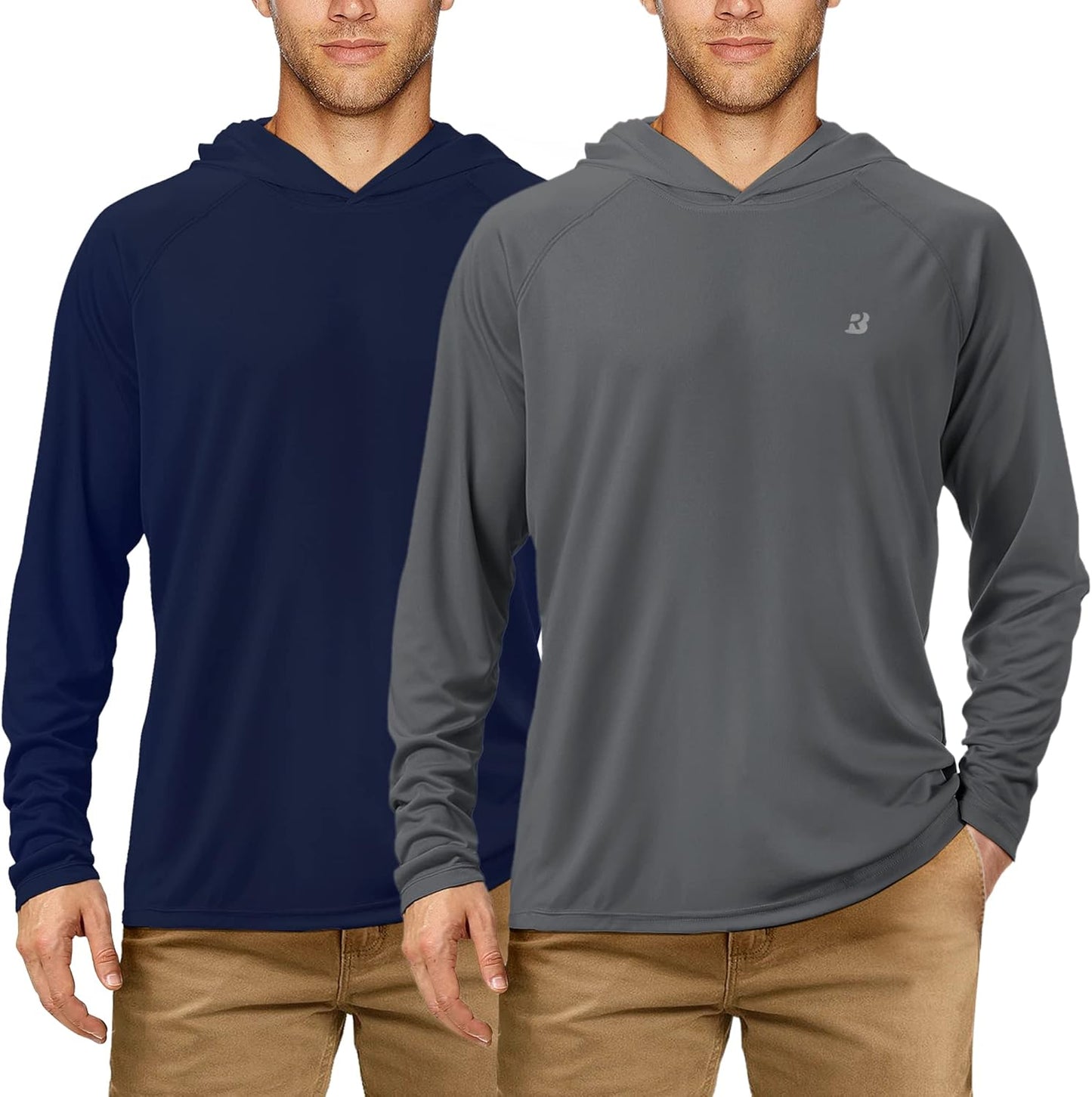 UPF 50+ Fishing Shirts for Men, Long Sleeve UV Sun Protection Hoodie, Outdoor Hiking Running Swimming Rash Guard