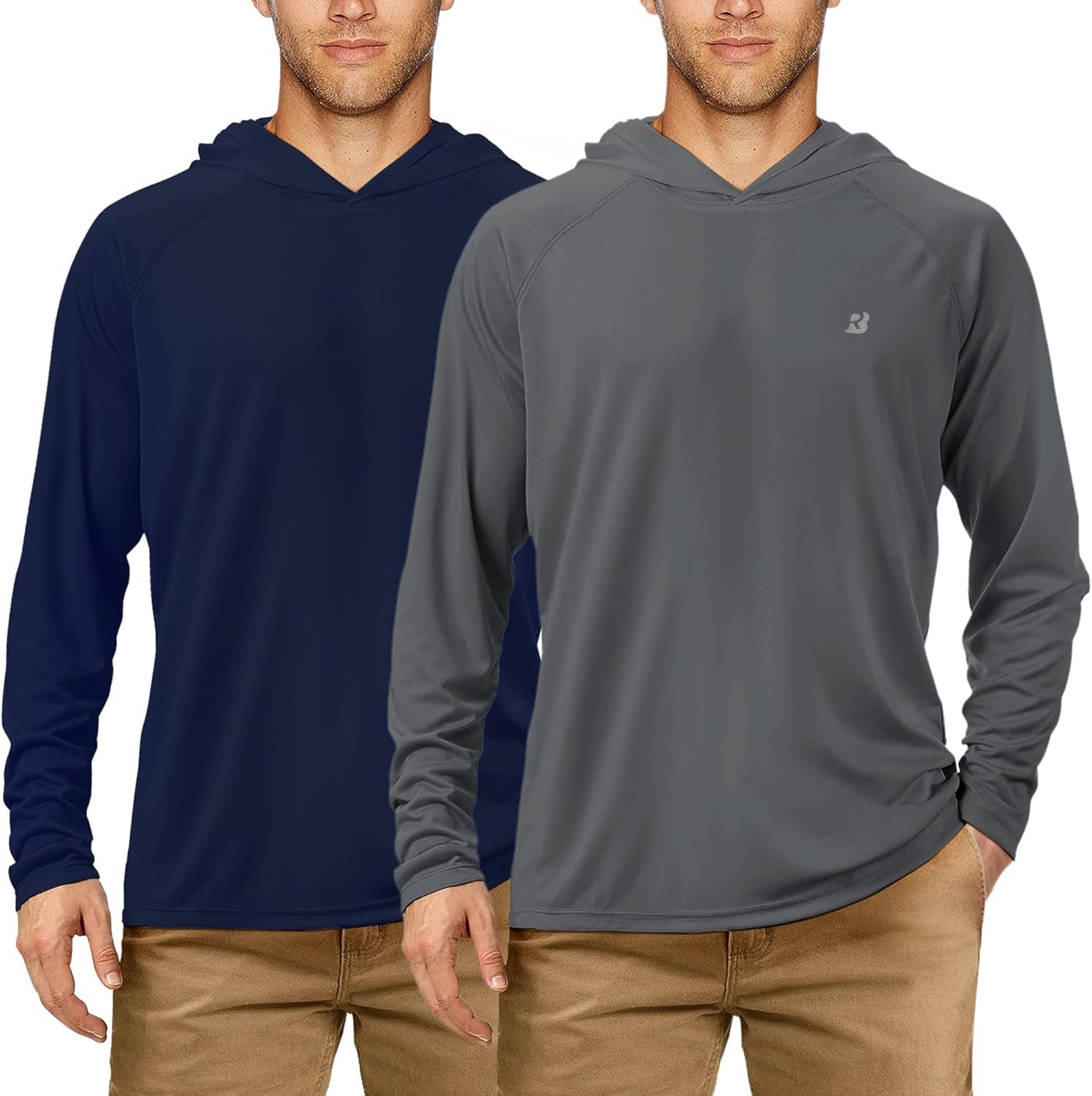 UPF 50+ Fishing Shirts for Men, Long Sleeve UV Sun Protection Hoodie, Outdoor Hiking Running Swimming Rash Guard