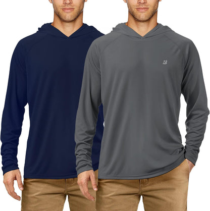 UPF 50+ Fishing Shirts for Men, Long Sleeve UV Sun Protection Hoodie, Outdoor Hiking Running Swimming Rash Guard