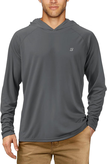 UPF 50+ Fishing Shirts for Men, Long Sleeve UV Sun Protection Hoodie, Outdoor Hiking Running Swimming Rash Guard