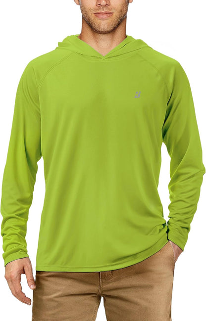 UPF 50+ Fishing Shirts for Men, Long Sleeve UV Sun Protection Hoodie, Outdoor Hiking Running Swimming Rash Guard