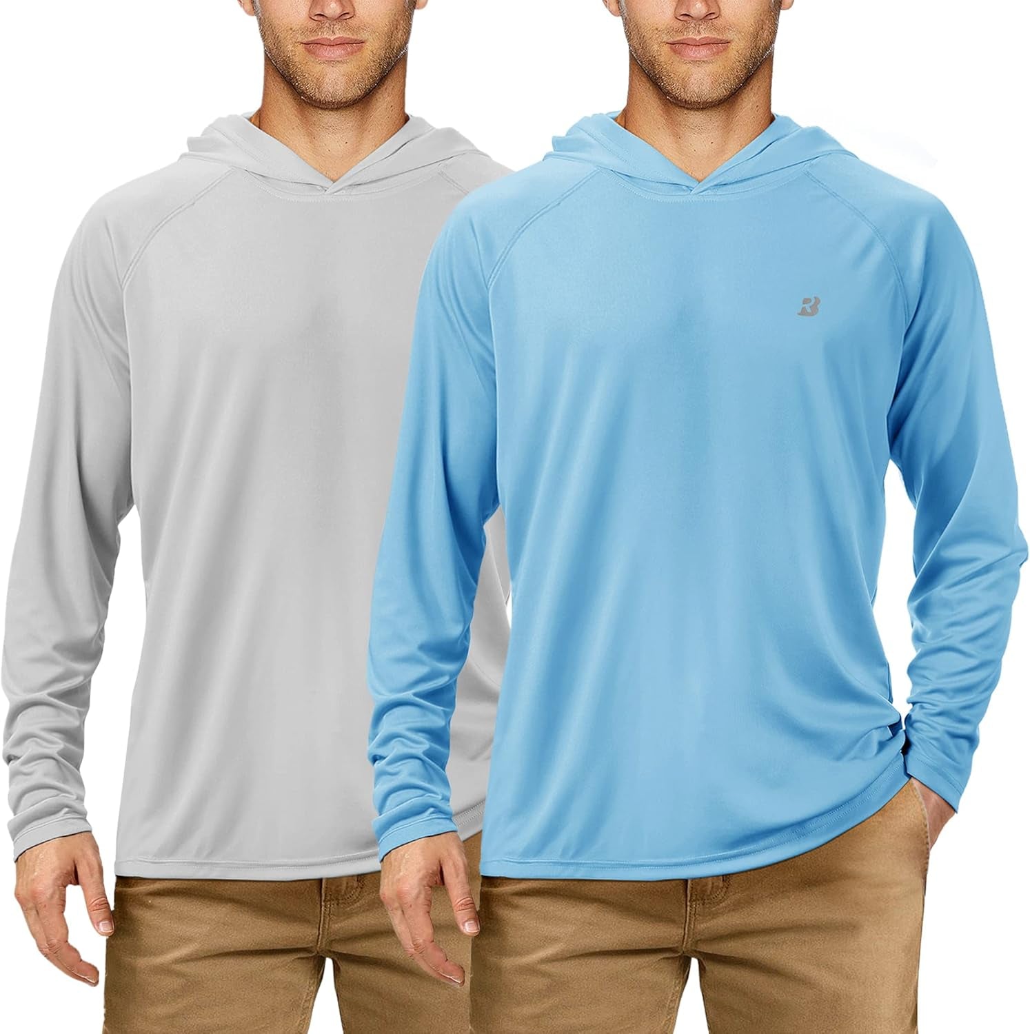 UPF 50+ Fishing Shirts for Men, Long Sleeve UV Sun Protection Hoodie, Outdoor Hiking Running Swimming Rash Guard