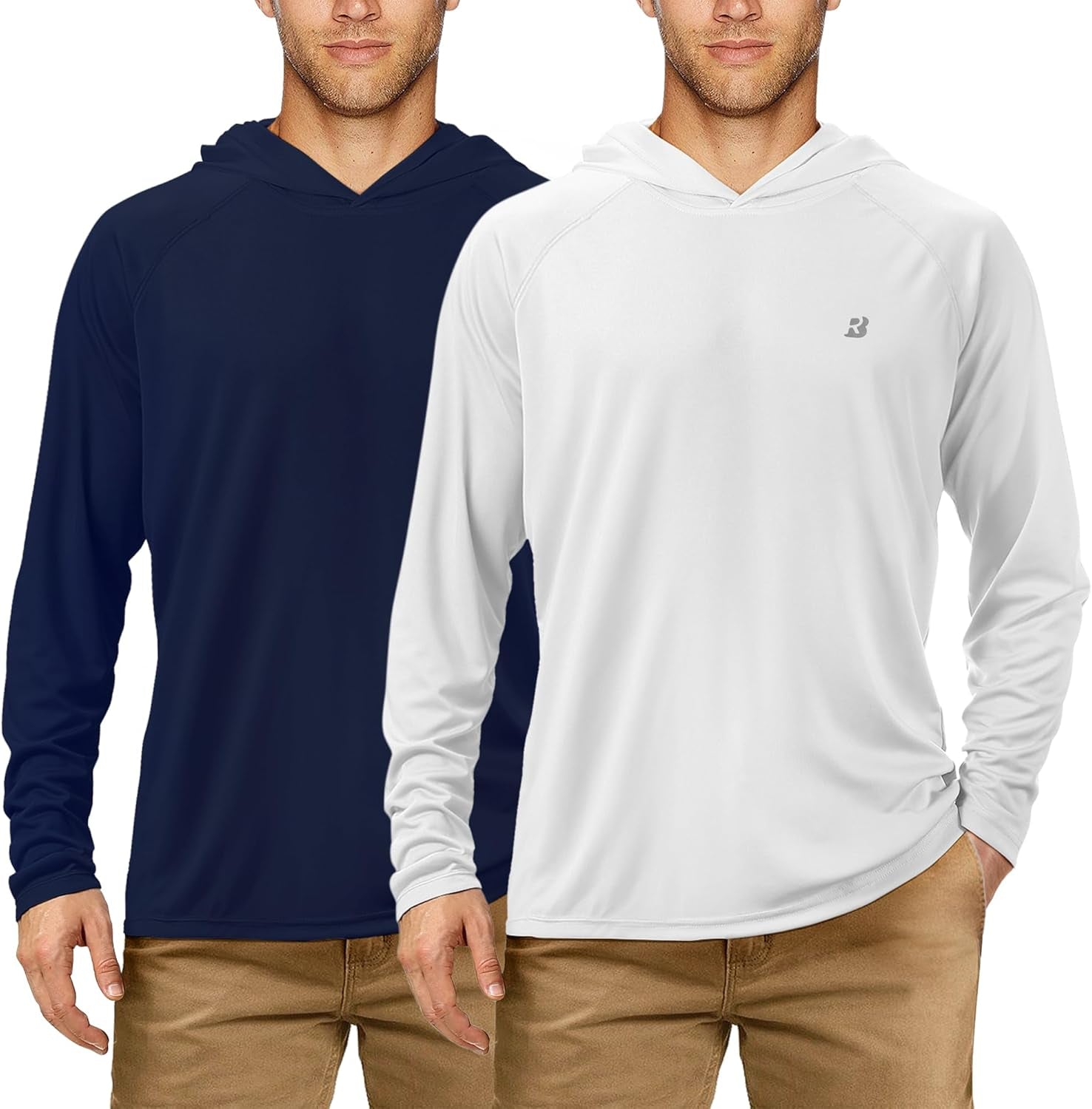 UPF 50+ Fishing Shirts for Men, Long Sleeve UV Sun Protection Hoodie, Outdoor Hiking Running Swimming Rash Guard