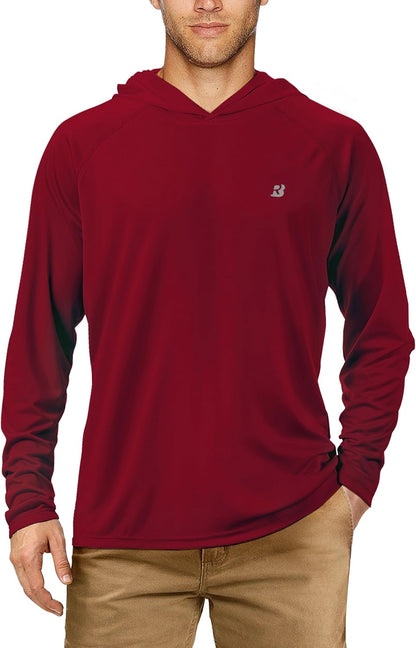 UPF 50+ Fishing Shirts for Men, Long Sleeve UV Sun Protection Hoodie, Outdoor Hiking Running Swimming Rash Guard