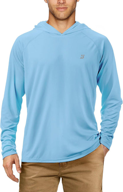 UPF 50+ Fishing Shirts for Men, Long Sleeve UV Sun Protection Hoodie, Outdoor Hiking Running Swimming Rash Guard