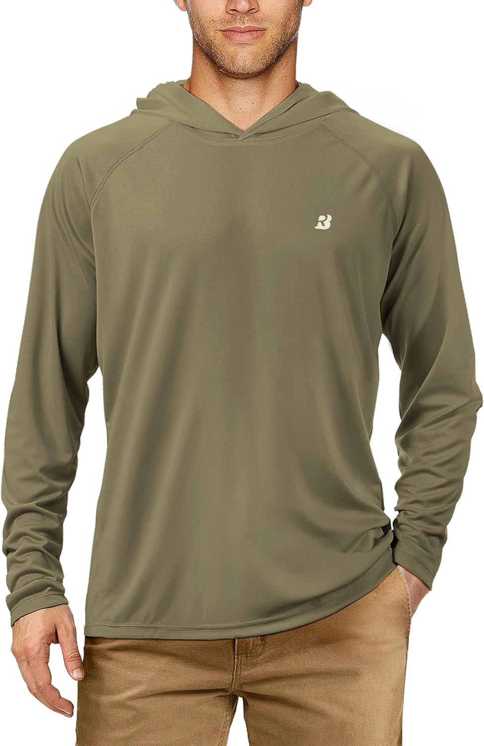 UPF 50+ Fishing Shirts for Men, Long Sleeve UV Sun Protection Hoodie, Outdoor Hiking Running Swimming Rash Guard