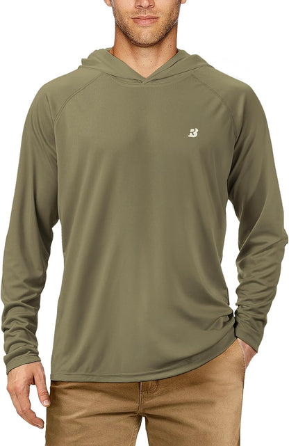 UPF 50+ Fishing Shirts for Men, Long Sleeve UV Sun Protection Hoodie, Outdoor Hiking Running Swimming Rash Guard